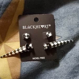 Black and white faux taper earrings